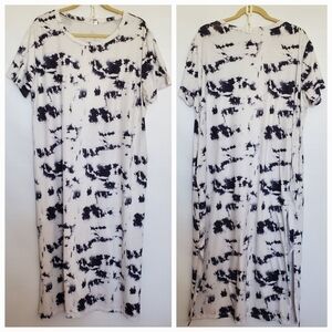 NAGGOO TIE-DIE DRESS MAXI BEACH BOHO WHITE BLUE WOMENS (XXL)
